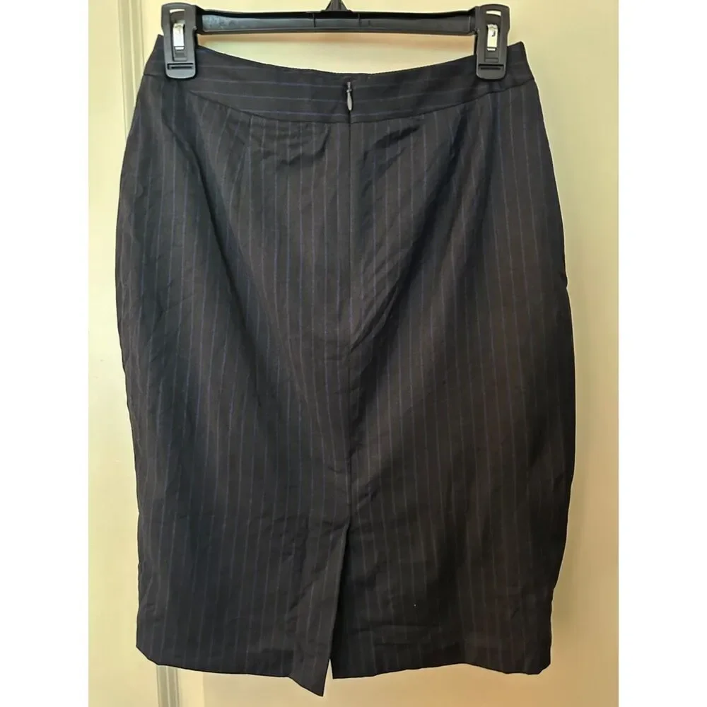 Boss Reda Charcoal and Blue Work Office Pinstripe Pencil Skirt Women's Sz 4